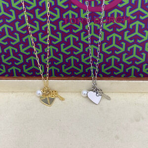 Tory Burch Love Heart Key Pearl Pendant Necklace Design